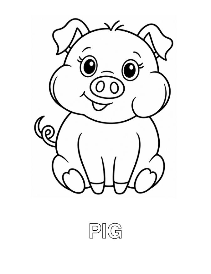 English pig coloring page from the book